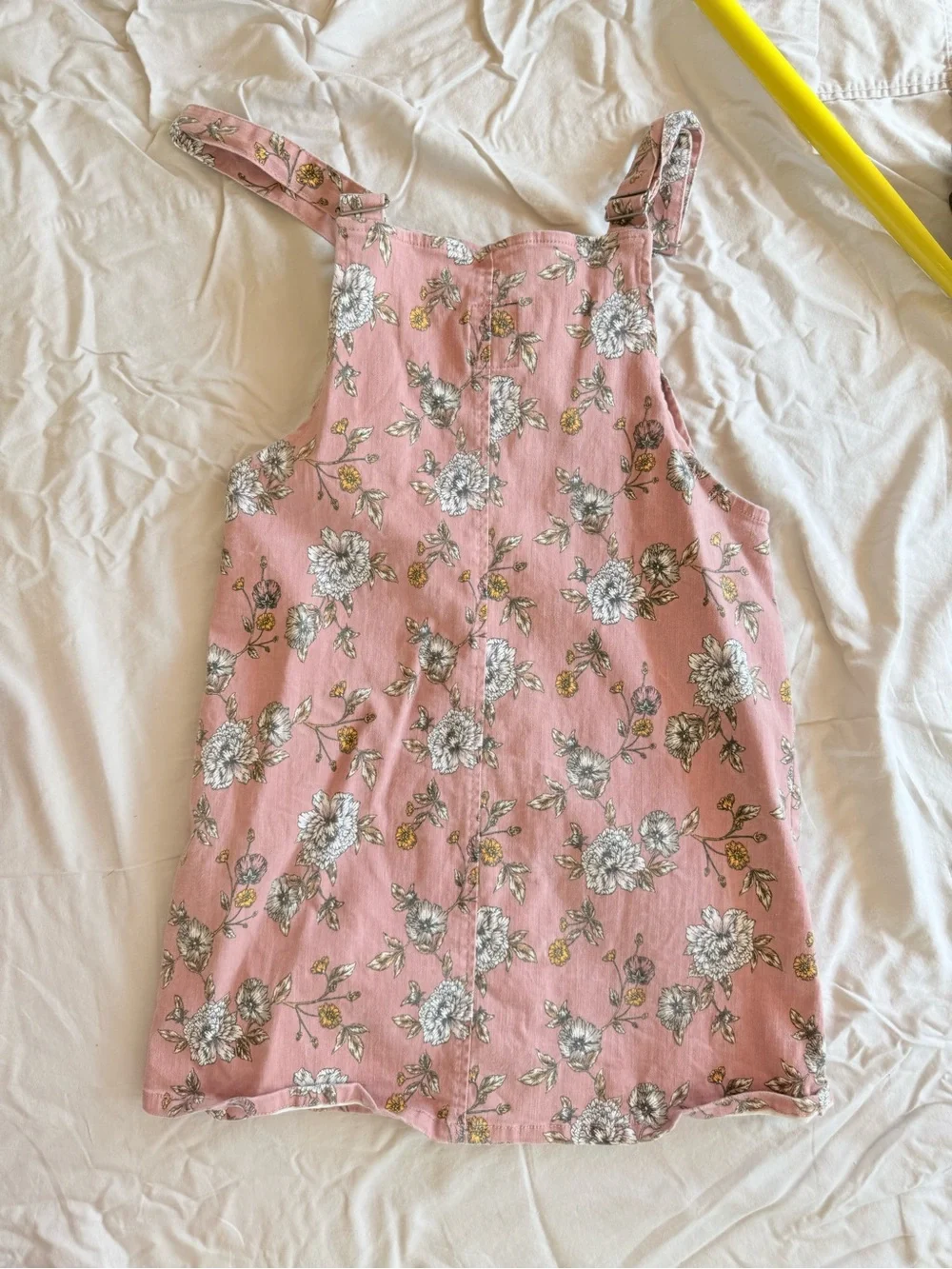 SO Girls' Pink Floral Button-Front Pinafore Dress